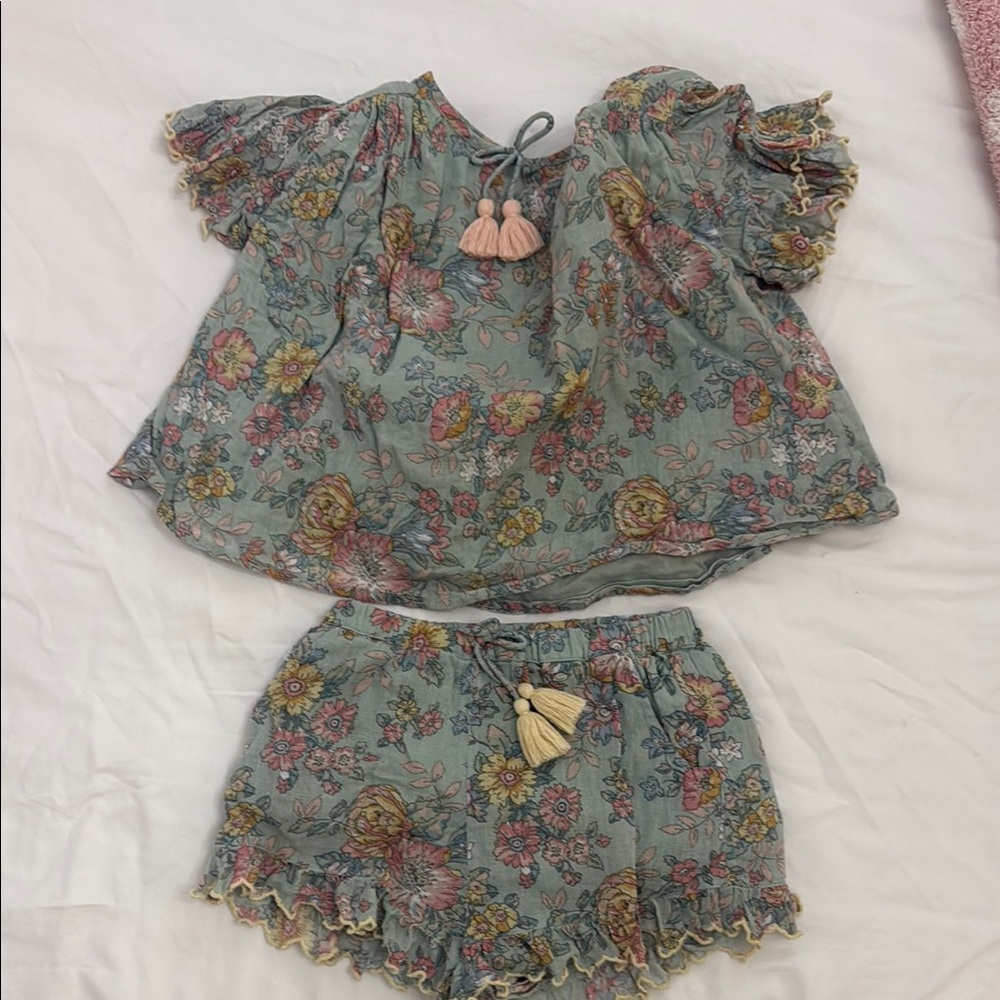 Louise Misha Floral Two-Piece Set with Tassels